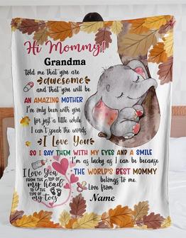 Personalized Elephant Blanket To New Mom Gifts from Grandma and Baby Bump Gifts for First Autumn Christmas - Thegiftio UK
