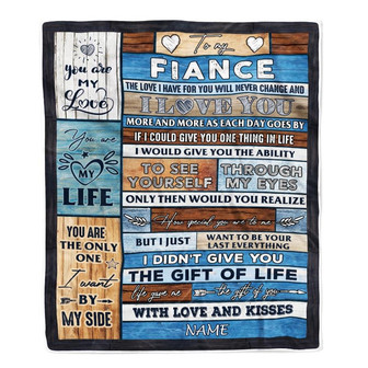 Personalized To My Fiance Blanket From Fiancee Wood I Love You More And More Fiance Anniversary Valentines Day For Him Christmas Fleece Throw Blanket - Thegiftio UK