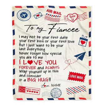 Personalized To My Fiancee Blanket From Fiance Love You Forever Always Airmail Letter Birthday Valentine Christmas Customized Fleece Blanket - Thegiftio UK