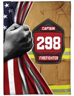Personalized Firefighter American Flag Blanket Firefighter Turnout Coat Color Number Can Be Changed Blanket - Thegiftio UK