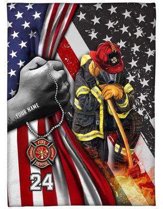 Personalized Firefighter American Flag Blanket Firefighter Dad Son Blanket Gifts - Thegiftio UK