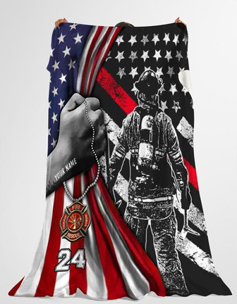 Personalized Firefighter Dad Son Blanket Firefighter American Flag Blanket Proud Firefighter Blanket - Thegiftio