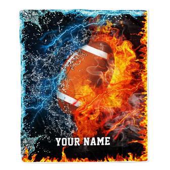 Personalized Football Blanket Fire Water A Nice Night American Flag Printed 3D Sport Lover Kids Men Women Birthday Christmas Customized Fleece Blanket - Thegiftio UK