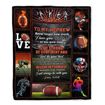 Personalized Football To My Nephew Blanket From Aunt Auntie Uncle Birthday Graduation Christmas Customized Fleece Throw Blanket - Thegiftio