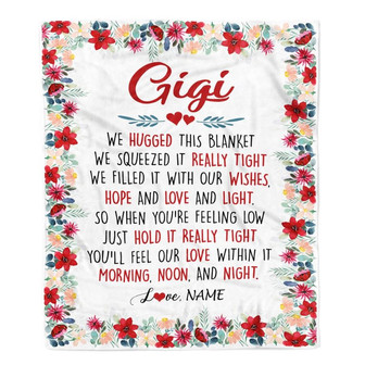 Personalized Gigi Blanket From Grandkids Grandson Granddaughter We Hugged This Blanket Gigi Birthday Mothers Day Christmas Customized Fleece Throw Blanket - Thegiftio UK