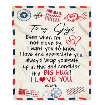 Personalized Gigi Blanket From Grandkids I Love You Hugs Air Mail Letter Gigi Birthday Mothers Day Christmas Customized Fleece Blanket - Thegiftio UK