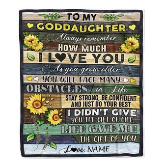 Personalized To My Goddaughter Blanket From Godmother Always Remember How Much I Love You Wood Sunflower Goddaughter Birthday Customized Fleece Throw Blanket - Thegiftio UK