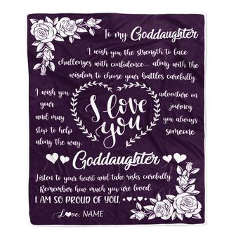 Personalized To My Goddaughter Blanket From Godmother I Wish You The Strength Daughter Goddaughter Birthday Graduation Christmas Customized Bed Fleece Blanket - Thegiftio UK