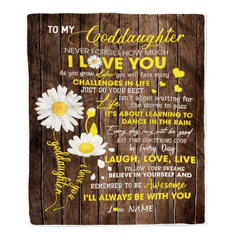 Personalized To My Goddaughter Blanket From Godmother Never Forget I Love You Daisy Goddaughter Birthday Graduation Christmas Customized Bed Fleece Blanket - Thegiftio