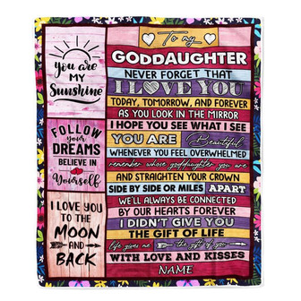 Personalized To My Goddaughter Blanket From Godmother Wood You Are Beautiful Goddaughter Birthday Graduation Christmas Customized Bed Fleece Throw Blanket - Thegiftio