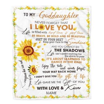 Personalized To My Goddaughter Blanket From Godmother Godfather I Love You White Sunflower Goddaughter Birthday Christmas Graduation Customized Fleece Blanket - Thegiftio UK