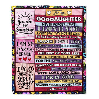 Personalized To My Goddaughter Blanket From Godmother Wood You Are My Sunshine I Love You Blanket Birthday Graduation Christmas Customized Fleece Throw Blanket - Thegiftio