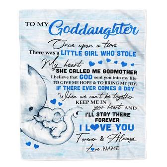 Personalized To My Goddaughter Elephant Blanket From Godmother I'll Stay There Forever Goddaughter Birthday Christmas Customized Bed Quilt Fleece Throw Blanket - Thegiftio UK