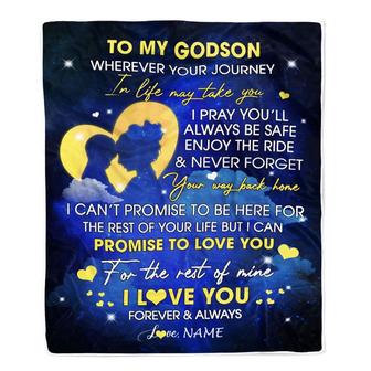 Personalized To My Godson Blanket From Godmother Wherever Your Journey Godson Birthday Graduation Christmas Customized Bed Fleece Throw Blanket - Thegiftio UK