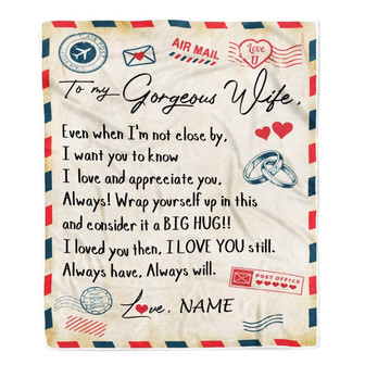 Personalized My Gorgeous Wife Blanket from Husband Letter Air Mail Wedding Anniversary Birthday Christmas Customized Fleece Blanket - Thegiftio UK