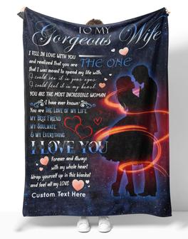 Personalized To My Gorgeous Wife Couple Love Blanket, To My Gorgeous Wife I Fell In Love With You Blanket Gifts For Gorgeous Wife - Thegiftio UK