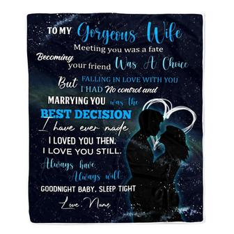 Personalized To My Gorgeous Wife from Husband Meeting You Was A Fater Wife Birthday Wedding Christmas Customized Fleece Blanket - Thegiftio UK