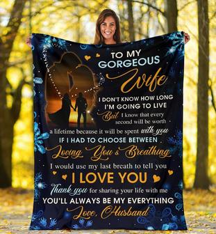 Personalized To My Gorgeous Wife Kiss Blanket From Husband To My Gorgeous Wife I Do Not Know How Long Blanket - Thegiftio UK