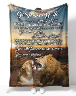 Personalized To My Gorgeous Wife Lion Love Blanket From Husband, To My Gorgeous Wife Never Forget The I Love You Lion Blanket Gifts For Gorgeous Wife - Thegiftio UK