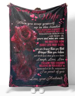 Personalized To My Gorgeous Wife Red Rose Blanket From Husband, To My Gorgeous Wife When You Wrap Yourself Red Rose Flower Blanket Gifts For Wife - Thegiftio UK