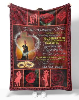 Personalized To My Gorgeous Wife Red Rose Blanket From Husband, To My Gorgeous Wife The Day I Met You Propose Blanket Gifts For Gorgeous Wife - Thegiftio UK