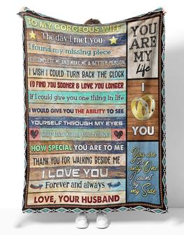 Personalized To My Gorgeous Wife Ring Couple Blanket, To My Gorgeous Wife The Day I Met You Couple Blanket Gifts For Gorgeous Wife - Thegiftio UK