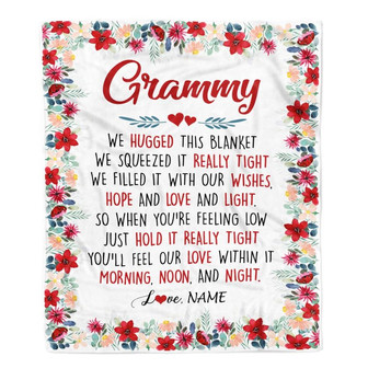 Personalized Grammy Blanket From Grandkids Grandson Granddaughter We Hugged This Blanket Grammy Birthday Mothers Day Christmas Customized Fleece Throw Blanket - Thegiftio