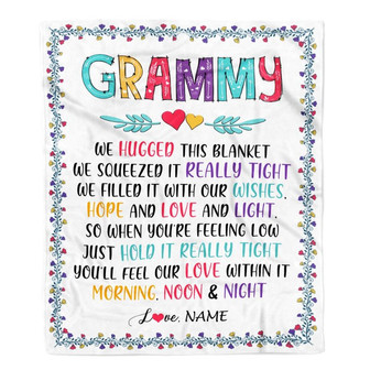Personalized Grammy Blanket From Grandkids We Hugged This Blanket Grammy Birthday Mothers Day Christmas Customized Fleece Blanket - Thegiftio