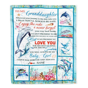 Personalized To My Granddaughter Blanket Dolphin from Grandma Grandpa Mom My Sunshine Baby Girl Granddaughter Birthday Christmas Bed Fleece Throw Blanket - Thegiftio