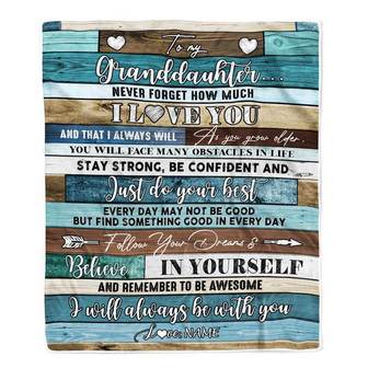 Personalized To My Granddaughter Blanket From Grandma Wood Never Forget I Love You Granddaughter Birthday Graduation Christmas Customized Fleece Throw Blanket - Thegiftio UK