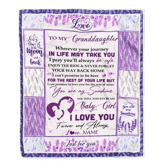 Personalized To My Granddaughter Blanket From Grandma Nana Love You Are My Sunshine Flower Purple Birthday Christmas Customized Fleece Blanket - Thegiftio UK