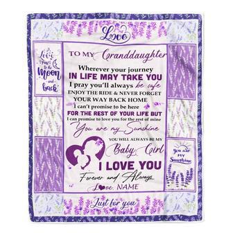 Personalized To My Granddaughter Blanket From Grandma Nana Love You Are My Sunshine Flower Purple Birthday Christmas Customized Fleece Blanket - Thegiftio UK