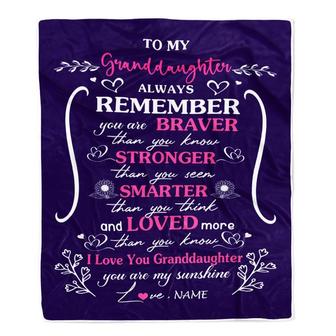 Personalized To My Granddaughter Blanket From Grandma Papa Mother Purple I Love You Granddaughter Birthday Christmas Gift Customized Bed Quilt Fleece Throw Blanket - Thegiftio UK