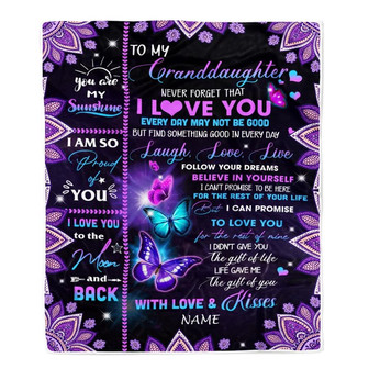 Personalized To My Granddaughter Blanket From Grandma Grandpa Never Forget That I Love You Bufterfly Granddaughter Birthday Christmas Fleece Throw Blanket - Thegiftio UK