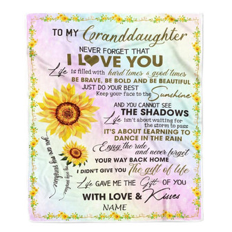 Personalized To My Granddaughter Blanket From Grandma Grandpa Sunflower Never Forget That I Love You Granddaughter Birthday Christmas Bed Fleece Throw Blanket - Thegiftio UK