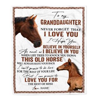 Personalized To My Granddaughter Blanket From Grandma Papa This Old Horse Love You Granddaughter Birthday Christmas Customized Bed Fleece Throw Blanket - Thegiftio UK