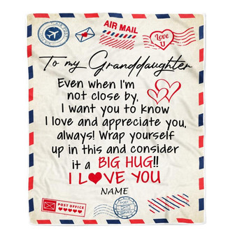 Personalized To My Granddaughter Blanket From Grandma Nana Grandpa I Love You Hugs Air Mail Letter Birthday Christmas Graduation Customized Fleece Blanket - Thegiftio UK