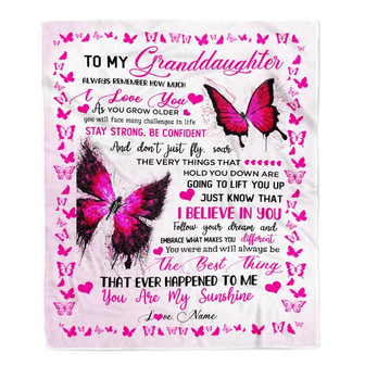 Personalized To My Granddaughter Blanket From Grandma Butterfly Always Remember How Much I Love You Birthday Christmas Fleece Blanket - Thegiftio