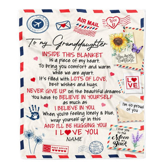 Personalized To My Granddaughter Blanket From Grandma Grandpa Nana You Are My Sunshine Air Mail Letter Birthday Christmas Customized Fleece Blanket - Thegiftio UK