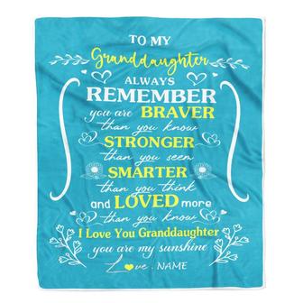 Personalized To My Granddaughter Blanket From Grandma Papa Mother Teal I Love You Granddaughter Birthday Christmas Gift Customized Bed Quilt Fleece Throw Blanket - Thegiftio UK