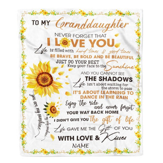 Personalized To My Granddaughter Blanket From Grandma Grandpa Nana I Love You White Sunflower Granddaughter Birthday Christmas Customized Fleece Blanket - Thegiftio UK