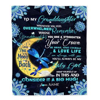 Personalized to My Granddaughter Blanket from Grandma Nana Dragonfly Whenever You Feel Overwhelmed Remember Whose You are Birthday Christmas Fleece Blanket - Thegiftio UK