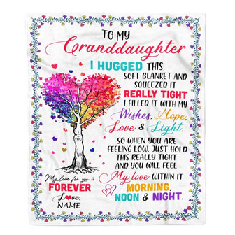 Personalized to My Granddaughter Blanket from Grandma Nana Mimi Grandpa I Hugged This Soft Blanket Birthday Thanksgiving Christmas Customized Fleece Blanket - Thegiftio