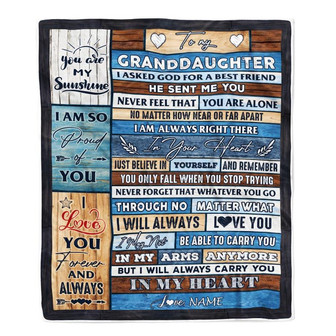 Personalized To My Granddaughter Blanket From Grandma Wood I Asked God For A Best Friend Granddaughter Birthday Christmas Customized Bed Fleece Throw Blanket - Thegiftio