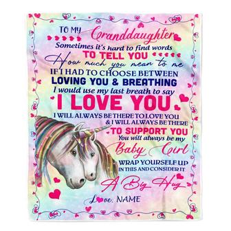 Personalized to My Granddaughter Blanket from Grandma Sometimes It's Hard to Find Words to Say I Love You Horse Birthday Christmas Customized Fleece Blanket - Thegiftio UK