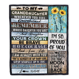 Personalized To My Granddaughter Blanket from Grandma Nana Wood Whenever You Feel Overwhelmed Remember Whose Granddaughter Birthday Christmas Fleece Blanket - Thegiftio