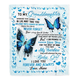 Personalized To My Granddaughter Blanket from Grandma Butterfly You are My Sunshine I Love You Birthday Christmas Customized Fleece Blanket - Thegiftio UK