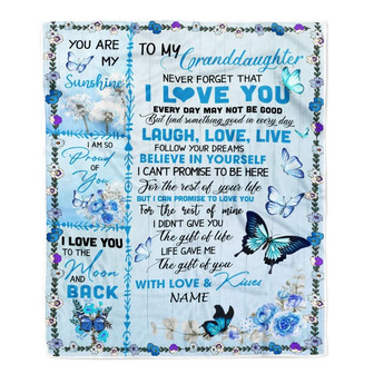 Personalized To My Granddaughter Blanket From Grandma Grandpa Bufterfly Never Forget That I Love You Granddaughter Birthday Christmas Bed Fleece Throw Blanket - Thegiftio UK