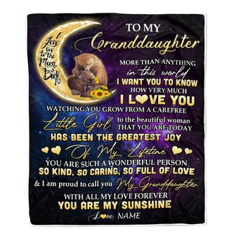 Personalized To My Granddaughter Blanket From Grandma Nana Positive Energy Encourage Brave Little Bear Birthday Christmas Customized Fleece Blanket - Thegiftio UK
