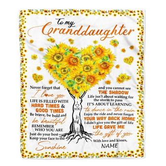 Personalized to My Granddaughter Blanket from Grandma Nana Mimi Gave Me The Gift of You Sunflower Birthday Thanksgiving Christmas Customized Fleece Blanket - Thegiftio UK
